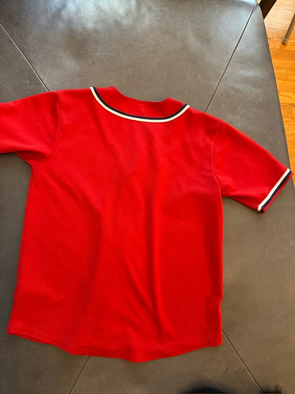 Kids Red Baseball Jersey with Stitched Team Crest - kids size 10 12